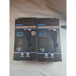2 Pairs Copper Fit Energy Plus Compression Socks L/XL M 9-12/ W 10-13